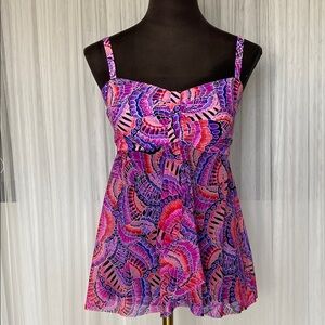 Krista Vibrant Pink/Red/Black  and Purple Women's Tankini Swimsuit Top! Size L
